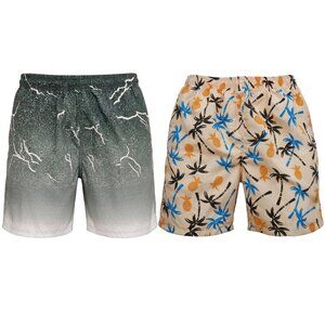 Men’s 2-Pack Quick-Dry Swim Trunks Mesh Liner Beach Board Swim Shorts, 2-Pockets